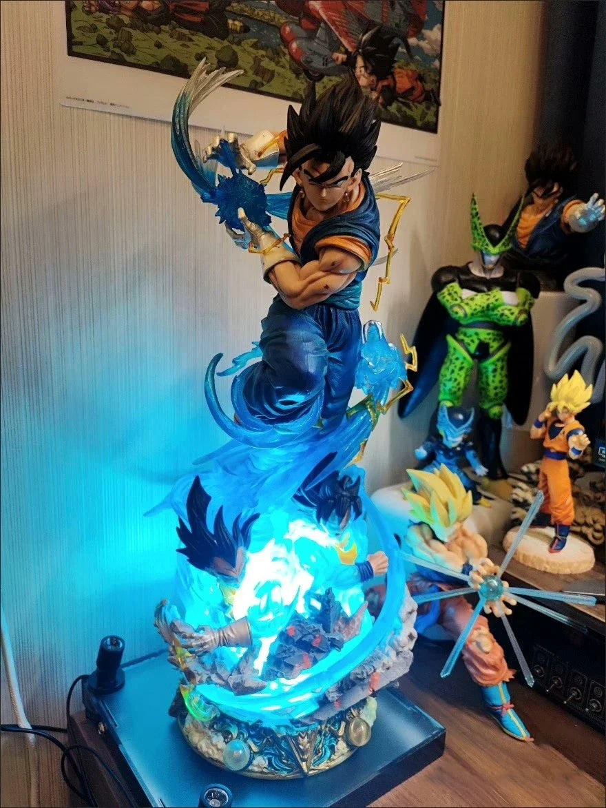 45cm Dragon Ball Super Vegito GK Statue Super Saiyan Figure with 3 Changeable Head Sculpts Anime Desktop Model Collectible Gift