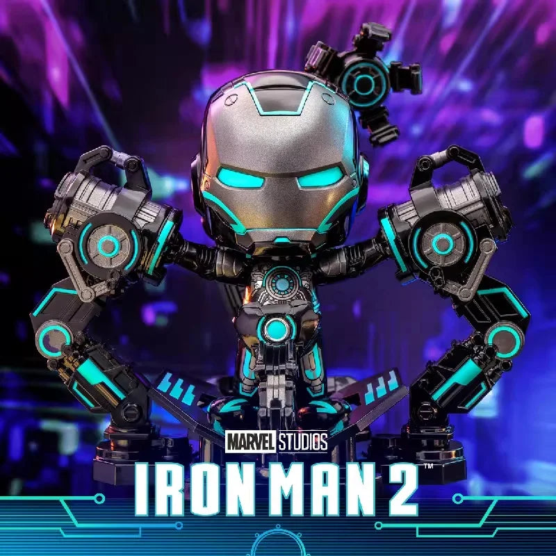 HotToys Iron Man 2 Neon Tech Version Iron Man Cosbaby Mini Collectible Figure With Docking Station For Marvel Movie Collectors