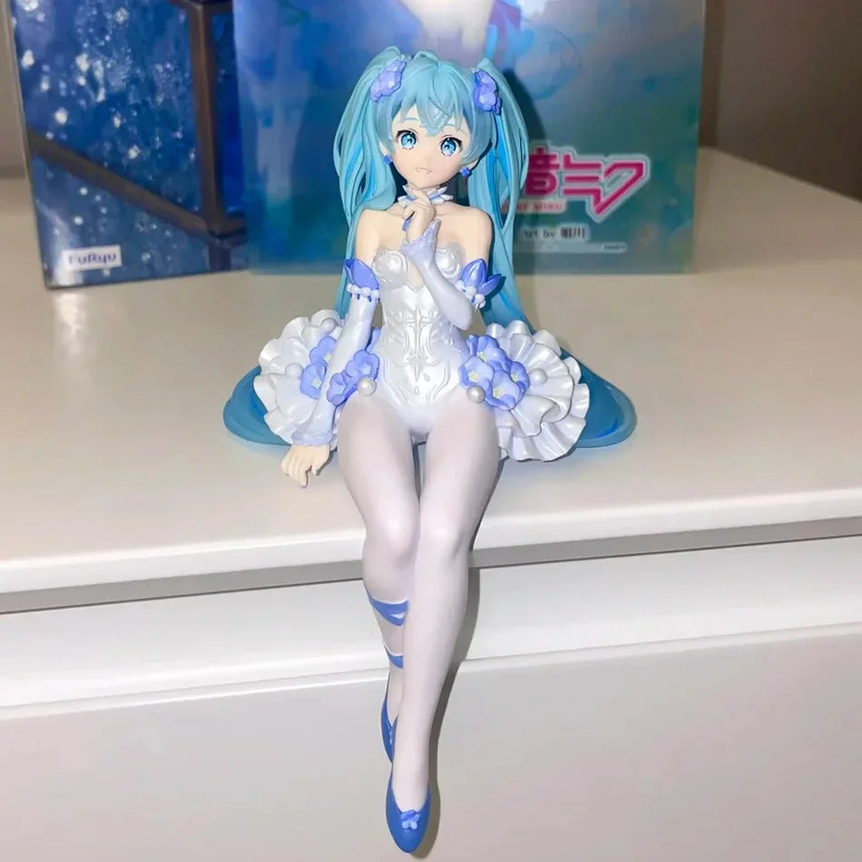 Hatsune Miku Pink Butterfly Flower Fairy Figure 14cm Blue Long Hair Q Version Anime Peripheral Collectible Model