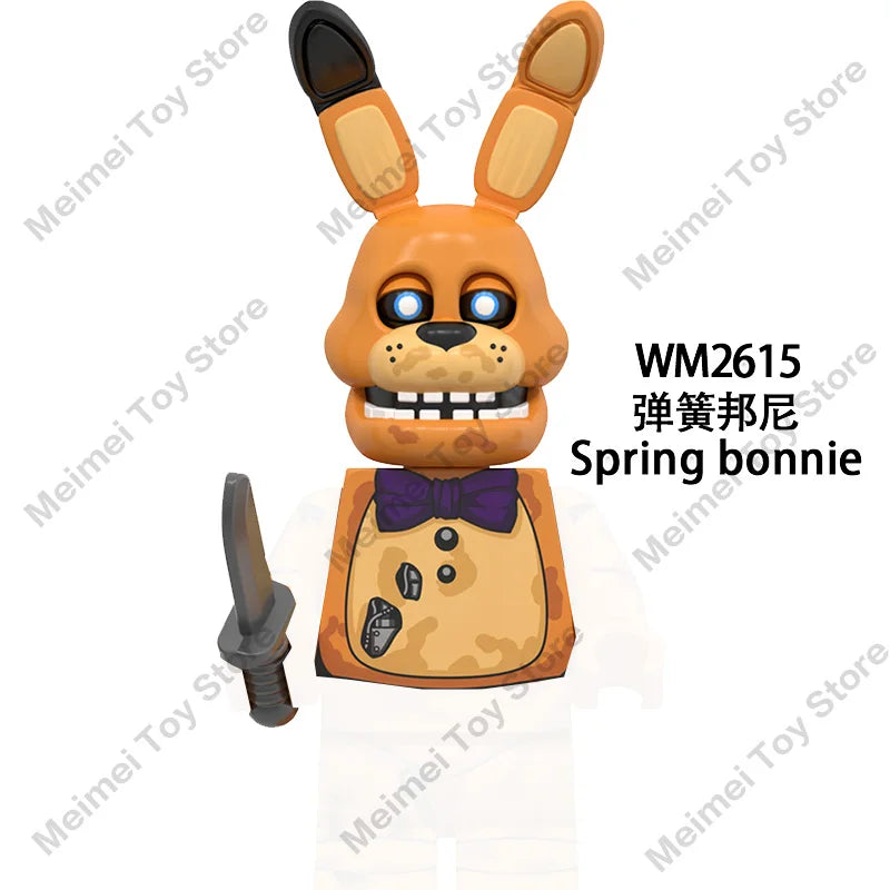 FNAF Five Nights Freddyed Building Blocks bricks Nightmare In Stock Chica Animals Bear Fox Duck Rabbit Model PVC Action Figure
