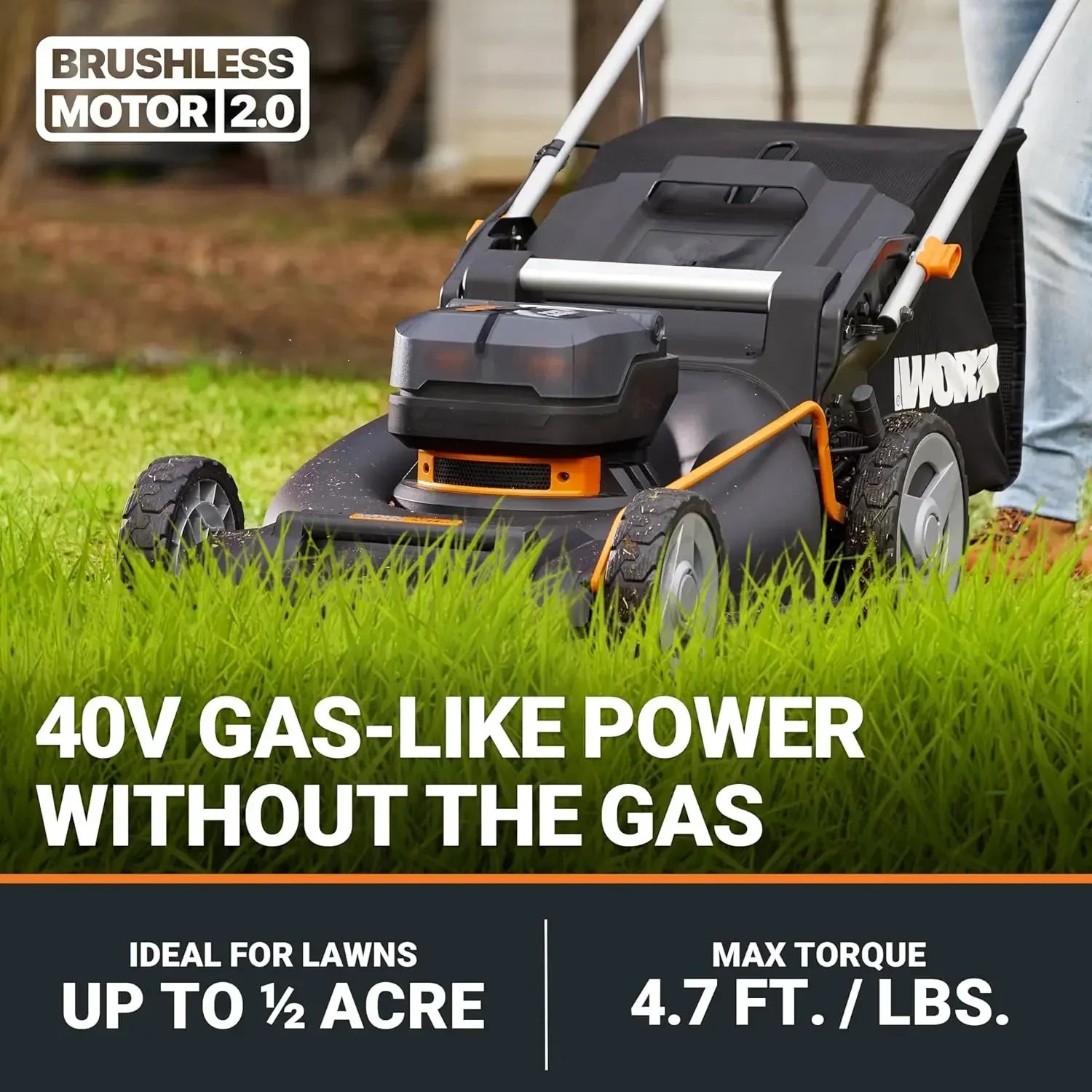 40V 21" Cordless Lawn Mower w/Aerodeck & Intellicut, Brushless Electric Mower Up to 1/2 Acre, Push Lawn Mower w/ 7-Position Heig