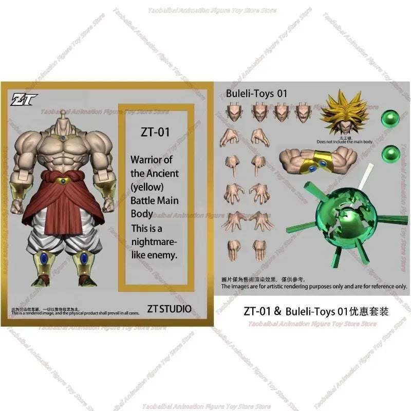 ZT Studio Ancient Warrior Broly Green Yellow Long Hair 1/12 Action Figure Anime Character Figure Collection