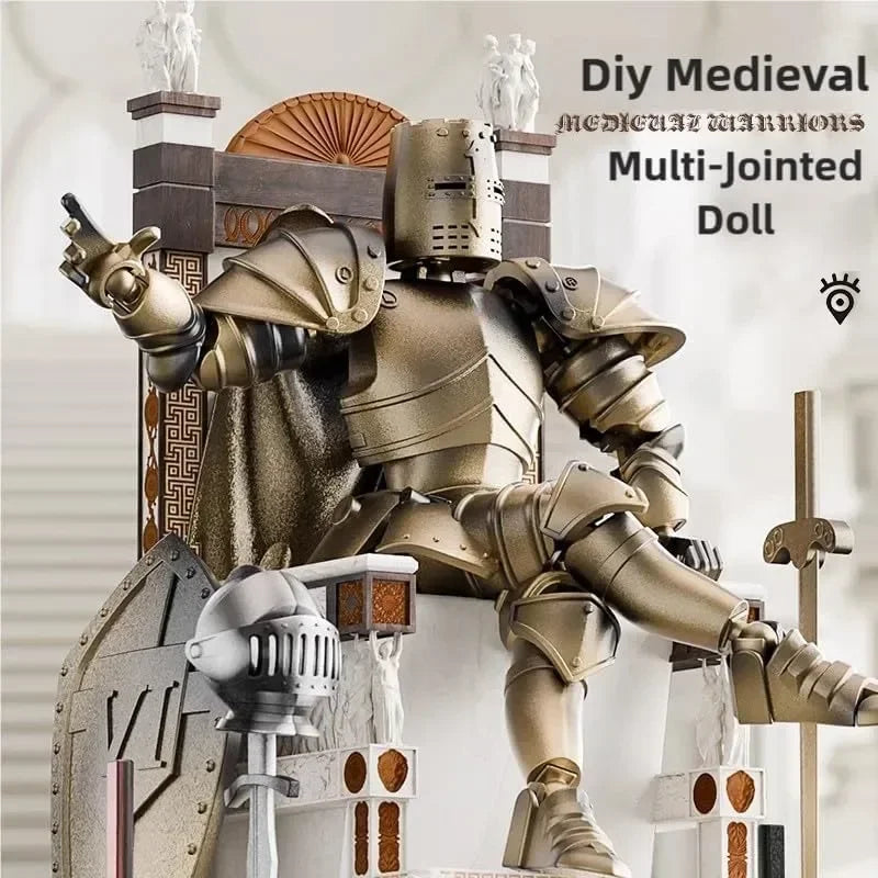 Ritterrüstung-Actionfigur – Beweglicher Roboter zum Selberbauen mit mehreren Gelenken in mittelalterlicher Rüstung, bewegliches Sammlerspielzeug für Kinder und Erwachsene