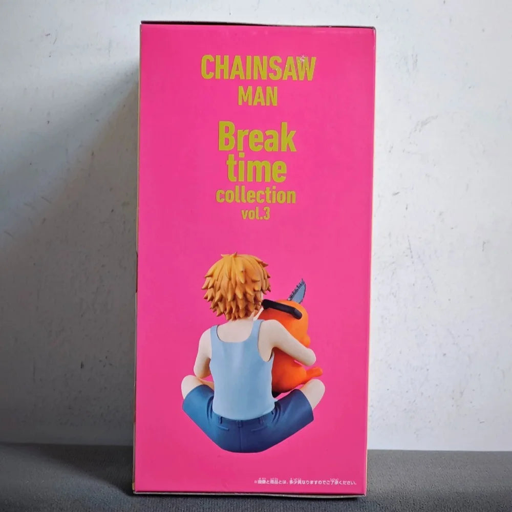 In Stock Bandai Original Genuine Banpresto Anime Chainsaw Man Denji Pochita Break Time Collection Vol.3 Model Toys 7cm Figure