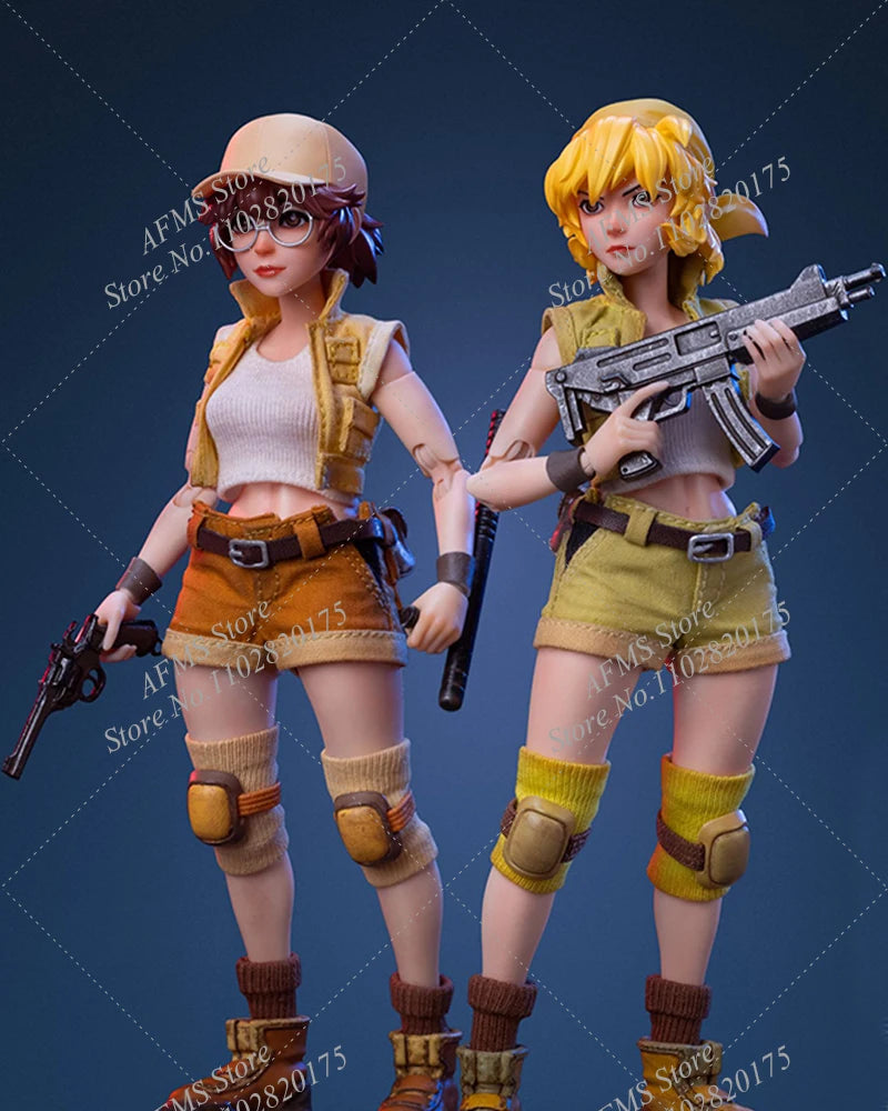 Tunshi Studio 1/12 Scale Metal Slug 3 Beautiful Sisters Fio Eri Full Set Fit 6inch Soldier Action Figure Collectible Toy