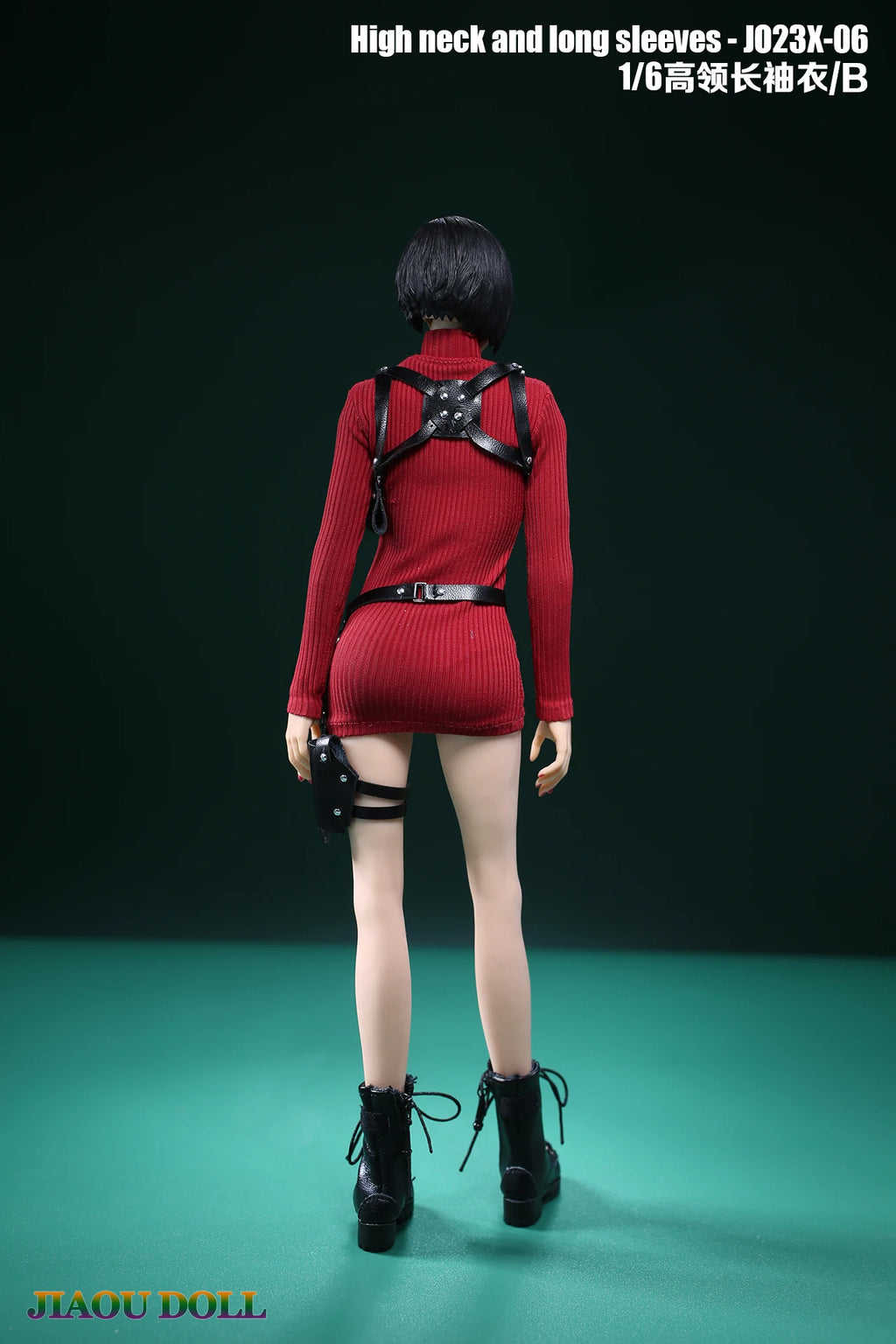 JO23X-06 1/6 Scale Ada Wong Red High Neck Long Sleeves Sweater Holsters Set Fit 12'' Female Soldier Action Figure Body Dolls