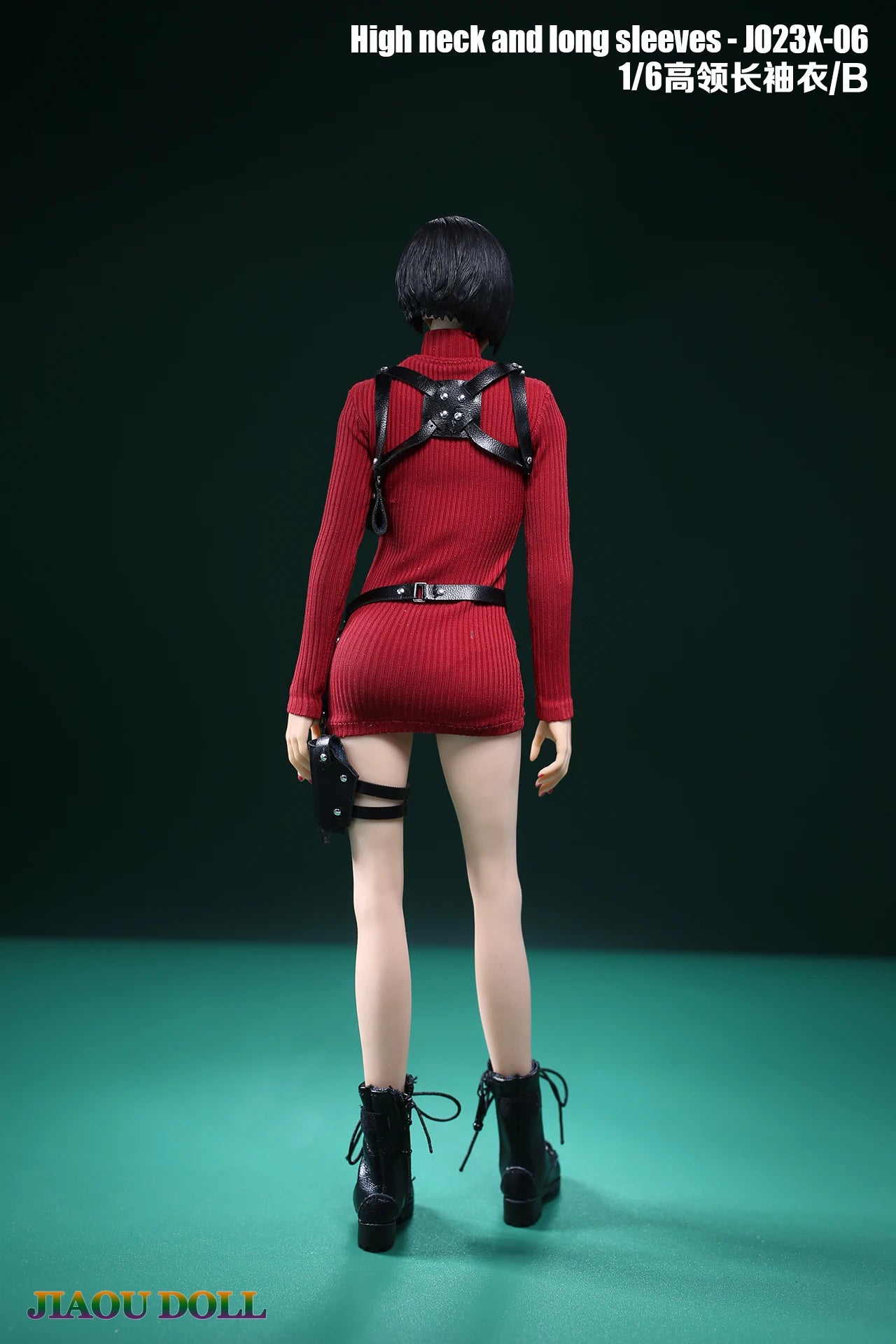 JO23X-06 1/6 Scale Ada Wong Red High Neck Long Sleeves Sweater Holsters Set Fit 12'' Female Soldier Action Figure Body Dolls