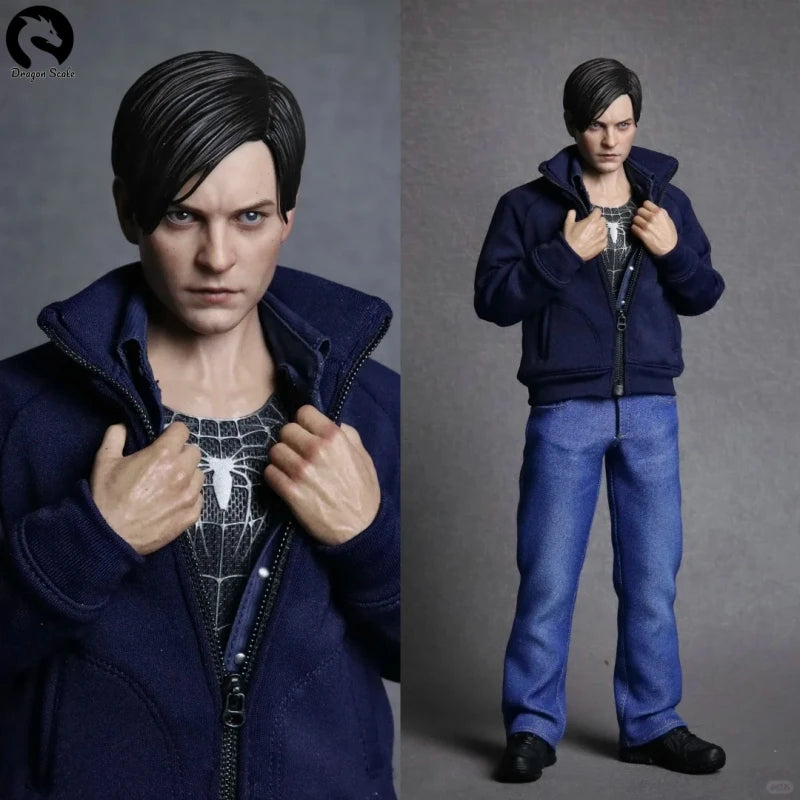 New In Stock Rise Work RW01 1/6 Scale Male Clothes Peter Parker Symbiont Black Spider Casual Suit For 12-inch Action Figure Toys