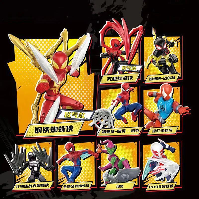 New Keeppley Spider-Man Iron Spider Scarlet Spider Miles Morales Anime Figure Building Block Blind Box Toys Kids Christmas Gifts