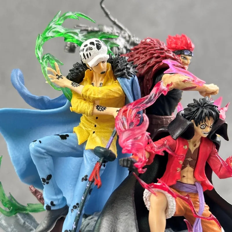 20 см One Piece Аниме Фигурки Три Капитан Луфи Водно Лоу и Детско Екшън Фигурка Статуя Модел Кукла Колекция Играчки Подаръци