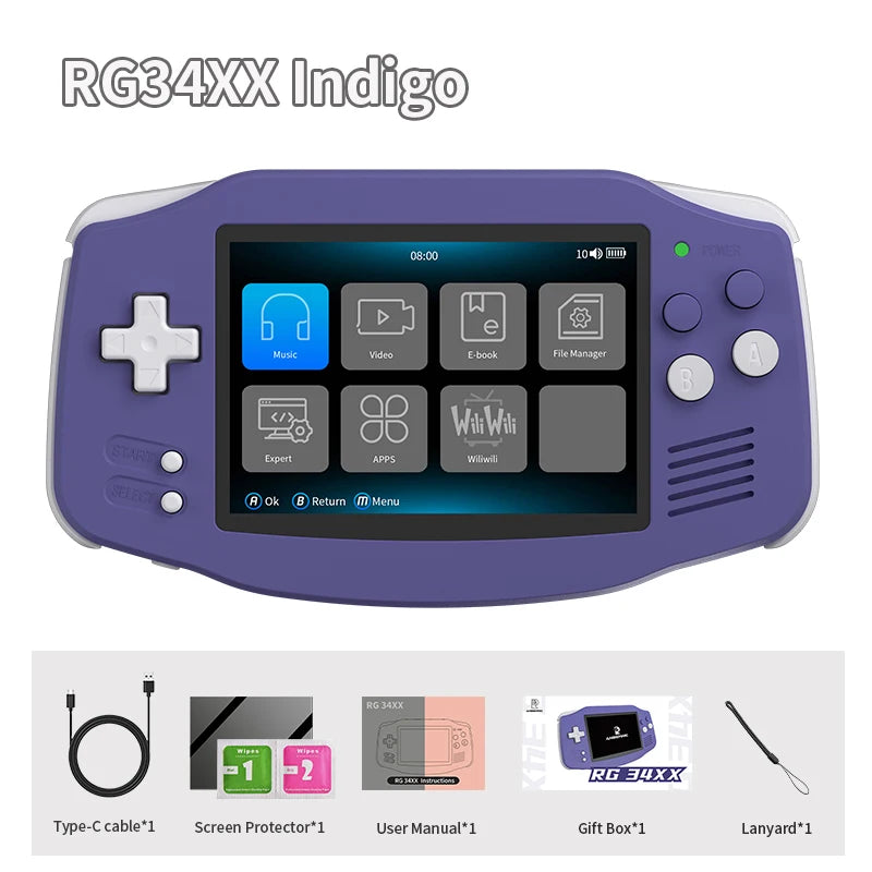 ANBERNIC RG34XX Retro Handheld Game Console 3.4” IPS Linux 64-bit 3500mAh Video Gaming Player Supports Streaming WIFI Bluetooth