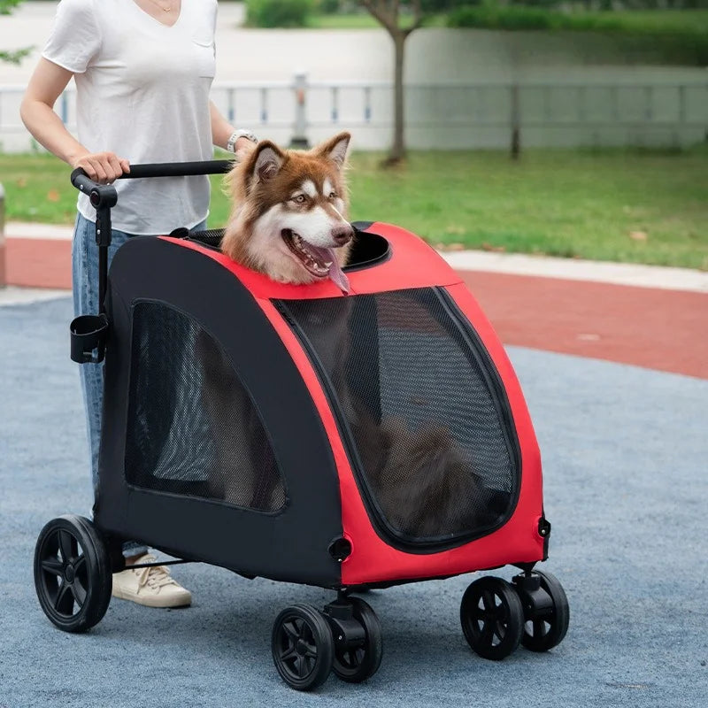 Dog Stroller Portable Breathable Puppy Carrier Strong Load-bearing Capacity Dog Transport Foldable Travel Pets Dogs Accessories