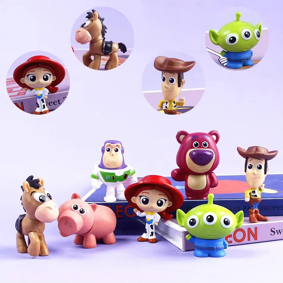 Explosions Anime 8PCS Toy Story Hand-Made Trish Hudi Bass Lightyear Alien Children's Mini Toy Desktop Ornaments Birthday Gift.