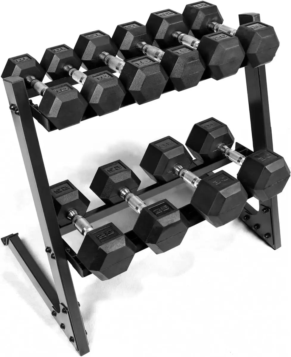 200Lb Dumbbell Set 10 30Lb Dumbbell Set with Two Tier Storage Rack for Muscle Toning Strength Building Weight Loss Multiple Choi