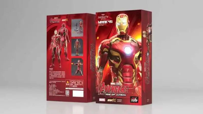 ZD Toys Marvel Iron Man MK2 Action Figure 18cm 20 Articulated Joints With Illuminated Charging Hall Of Armor Extra Hands