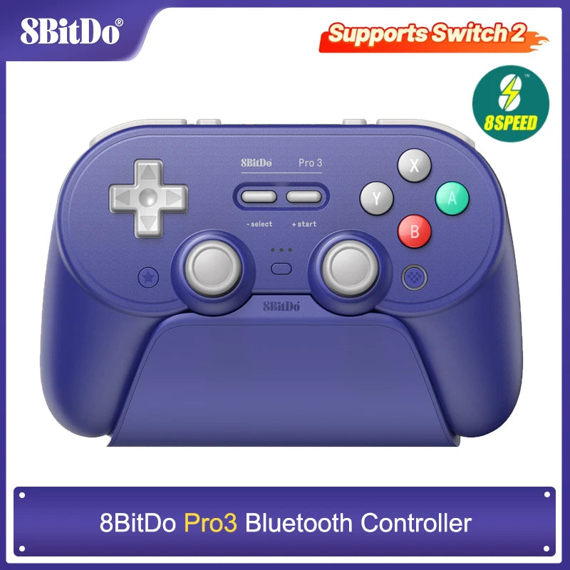 8BitDo - Pro 3 Bluetooth Controller for Nintendo Switch 1/2,PC,Windows, Apple, SteamOS, Android with Charging Dock TMR Joysticks