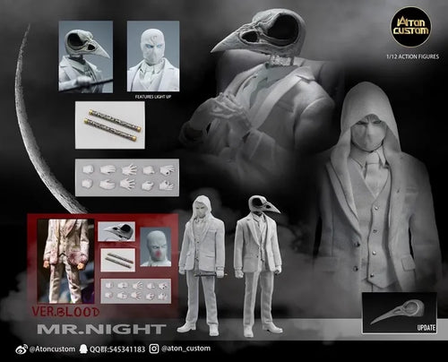 1/12 Mr. Night Figures Aton Custom Moonlight Knight Suit Design Battle Damaged Design Movable Humanoid Aton Custom Birthday Gift