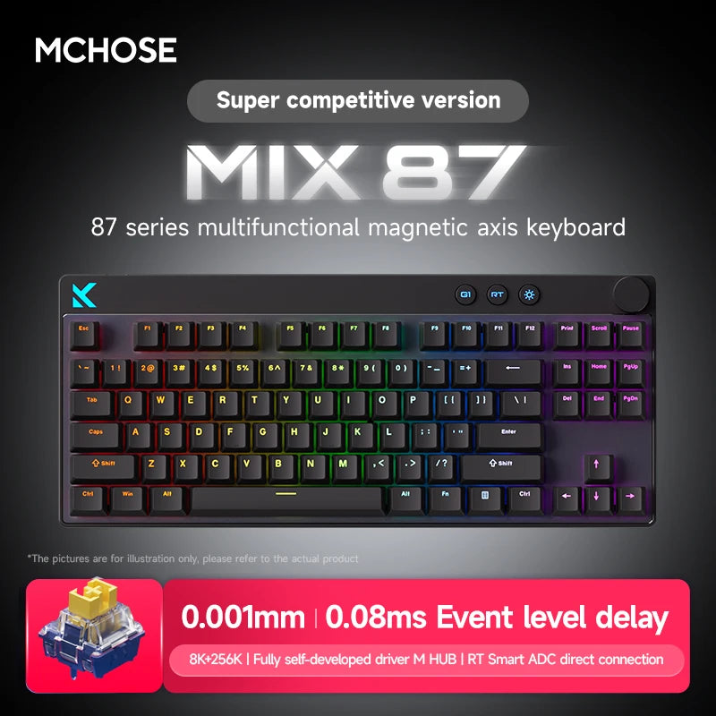 MCHOSE MIX87 Magnetic Swtich Keyboard Wired Gaming Keyboard 8K+256K Esport 0.08ms Low Latency E-Sports Custom Gamer Accessories