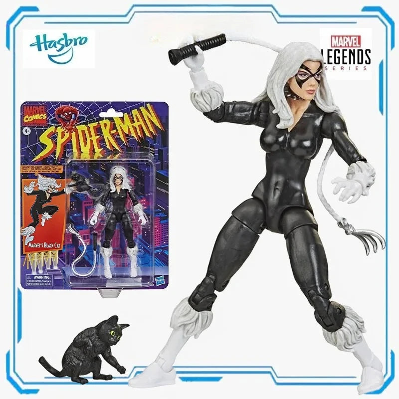 HASBRO Original Marvel Legends Spider-Man Retro packaging MARVEL'S BLACK CAT Anime Figure Model Toys Model Gifts for Boys 152MM