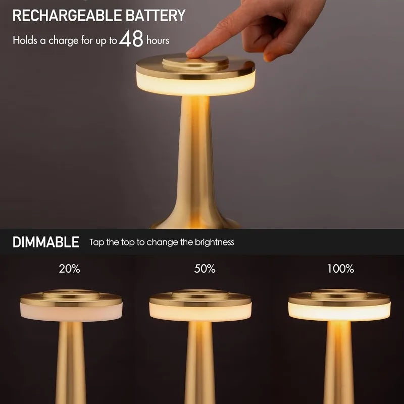 Metal Desk Lamp USB Rechargeable Portable Mood lig Touch Table Lamp Bedside Night Light for Bar KTV Hotel Coffee Shop Bedroom