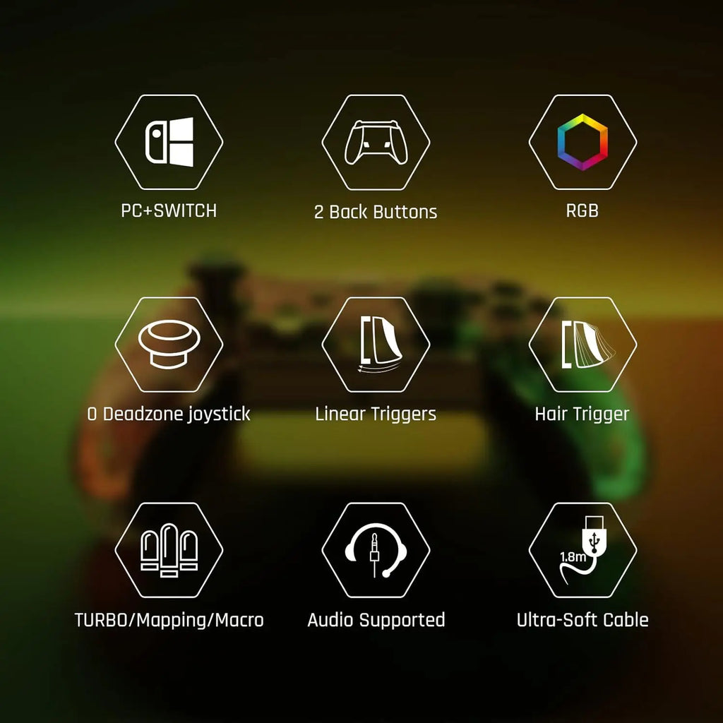 BIGBIG WON RAINBOW LITE /S Wired Game Controller for Switch , Win10/11 With Joystick RGB Light Audio Rainbow Athletic Alteration