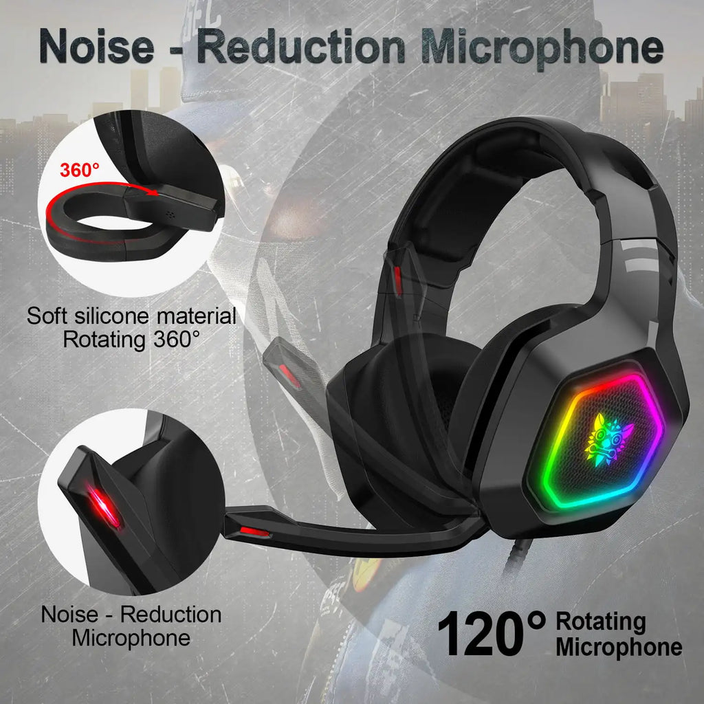 ONIKUMA K10 Gaming-Headset, Stereo-Bass-Surround-RGB-Geräuschunterdrückung, Over-Ear-Bluetooth-Kopfhörer mit Mikrofon