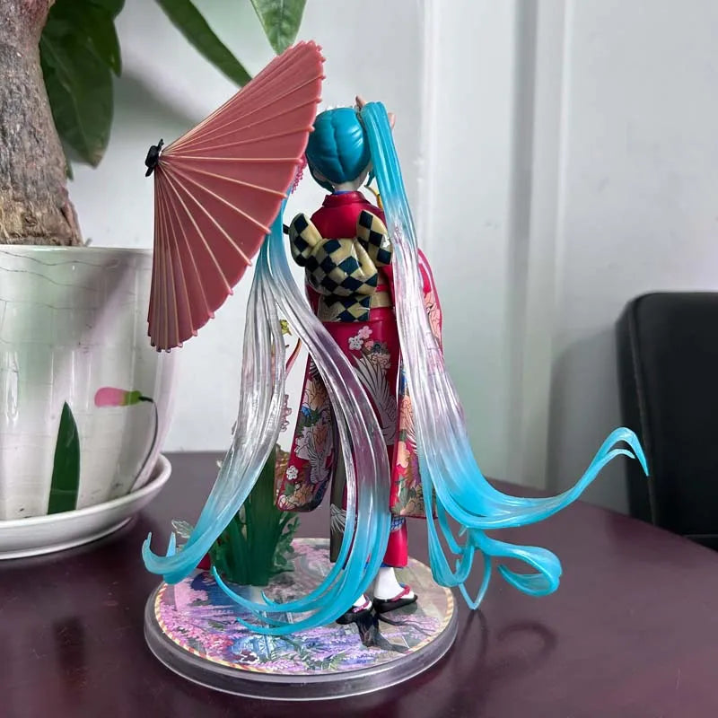 Anime umbrella Kimono Stronger Hatsune Miku Figure Girl Statue Toys Gift Kawaii Cute Doll Desktop Ornament Christmas Present