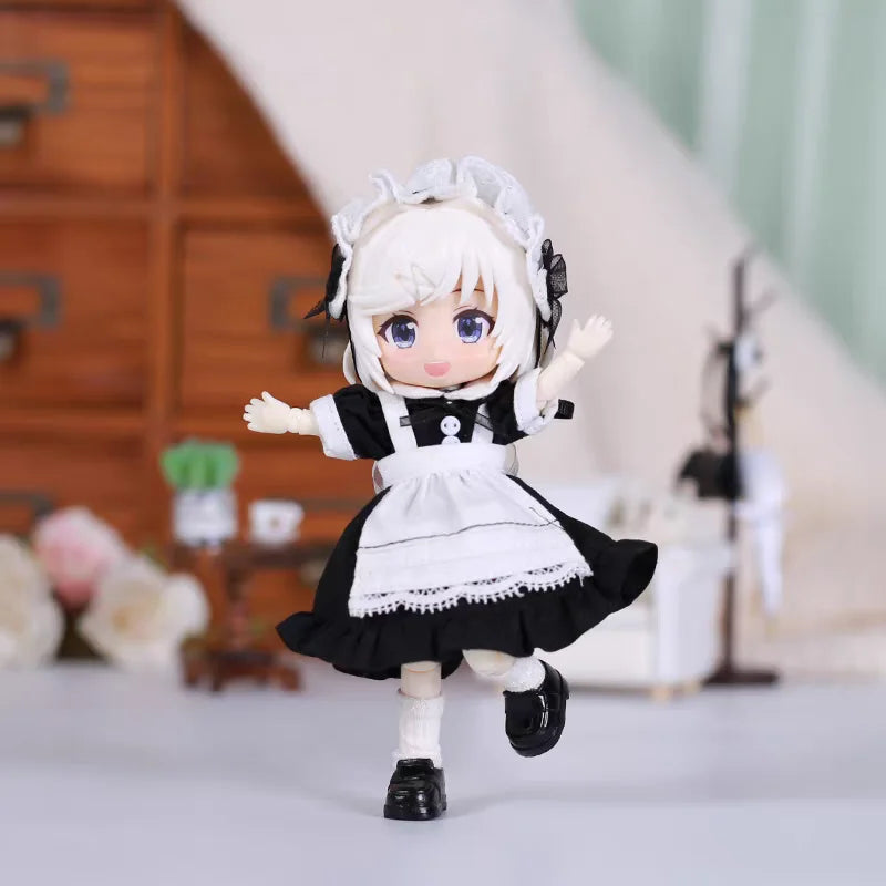 Obitsu 11 Doll Cute Lolita Maid Dress Suit For OB11 Gsc 1/12 Molly Body 16~17cm BJD Doll Cloth Doll Outfit Clothes