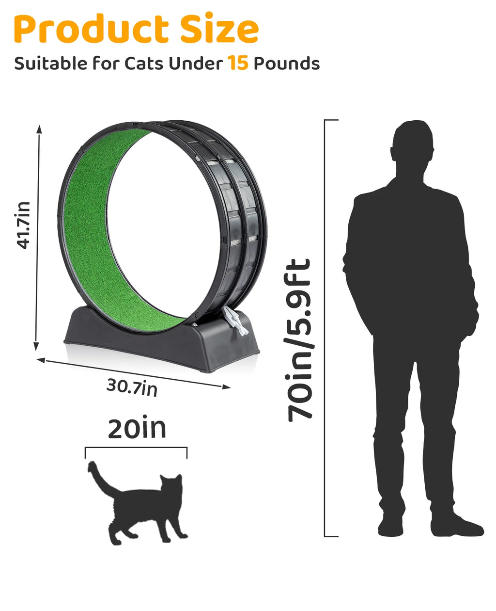 Pet 39-inch Indoor Cat Exercise Wheel Treadmill Cat Wheel Exerciser With Carpeted Runway