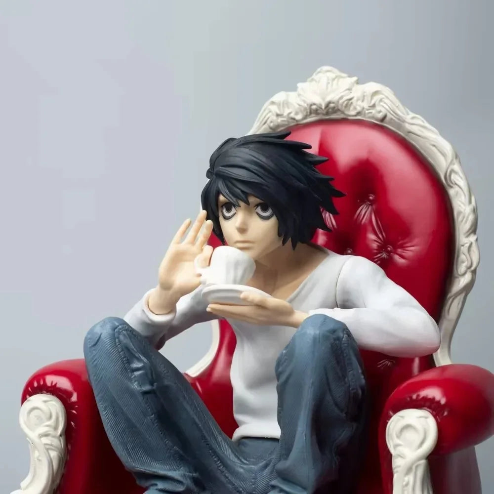 24cm GK Death Note L Lawliet Anime Figure Coffee Watari & L Action Figure Light Yagami Figurine Adult Collectible Model Doll Toy