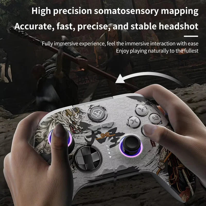 New Aolion Wireless Gamepad Gaming Controller Compatible With Pc/Switch/Ios/Android/Steam Black Myth Wukong  Rgb Hall Effect