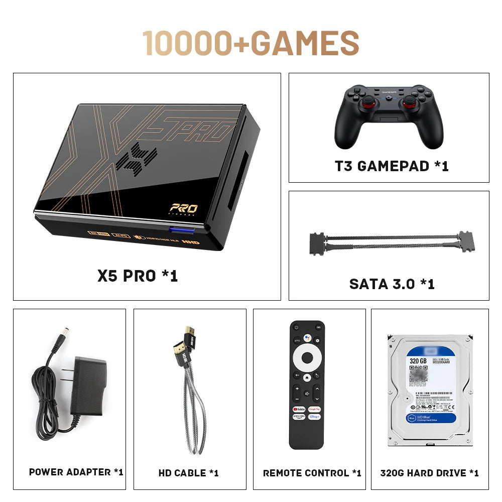 Kinhank Super Console X5 PRO Retro-Videospielkonsolen Plug and Play 4T mit 16000 Spielen für PS2/WII/SS/DC/N64 Android 12 TV-Box