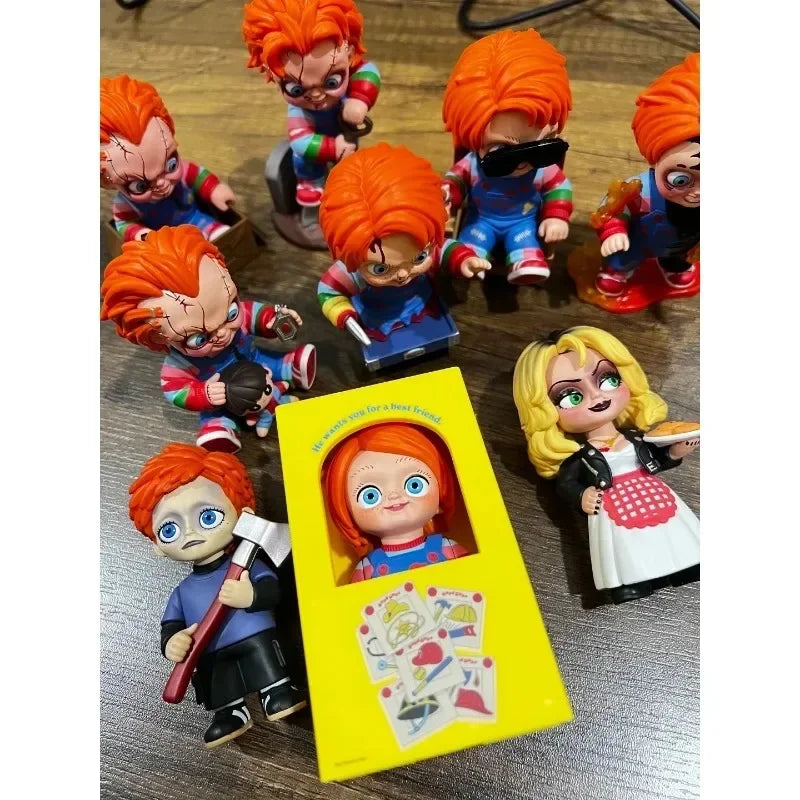 POPMART Halloween Chucky Ghost Kid Reincarnation Series Blind Box Trendy Toy Anime Actionfigur Überraschungsgeschenk zum Geburtstag