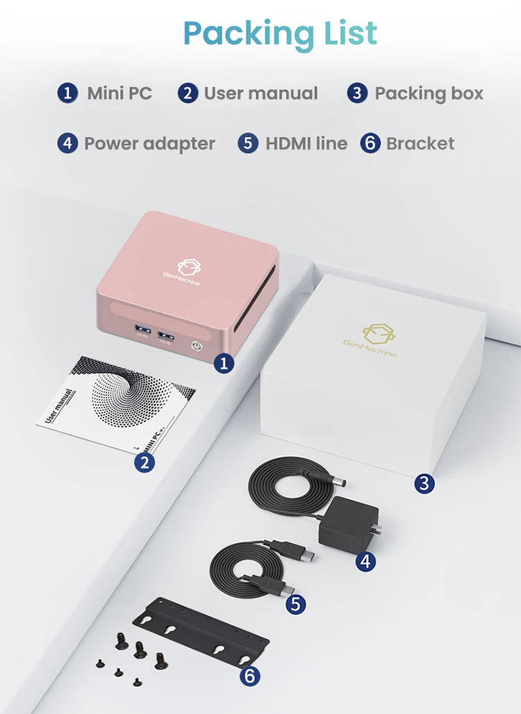 GenMachine Ryzen PRO 6800H MINI PC Windows 11 8C/16T 3.2Ghz LPDDR5 6400Mhz 24G RAM 256G ROM WIFI6 BT5.2 Diy Gaming Computer