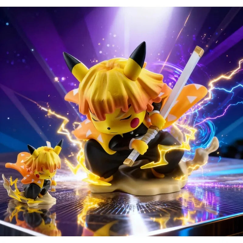 Pokemon Anime Pikachu Cross-Dressing Agatsuma Zenitsu Sammlerfigur aus Vinyl, Geschenkidee, PVC-Actionpuppe