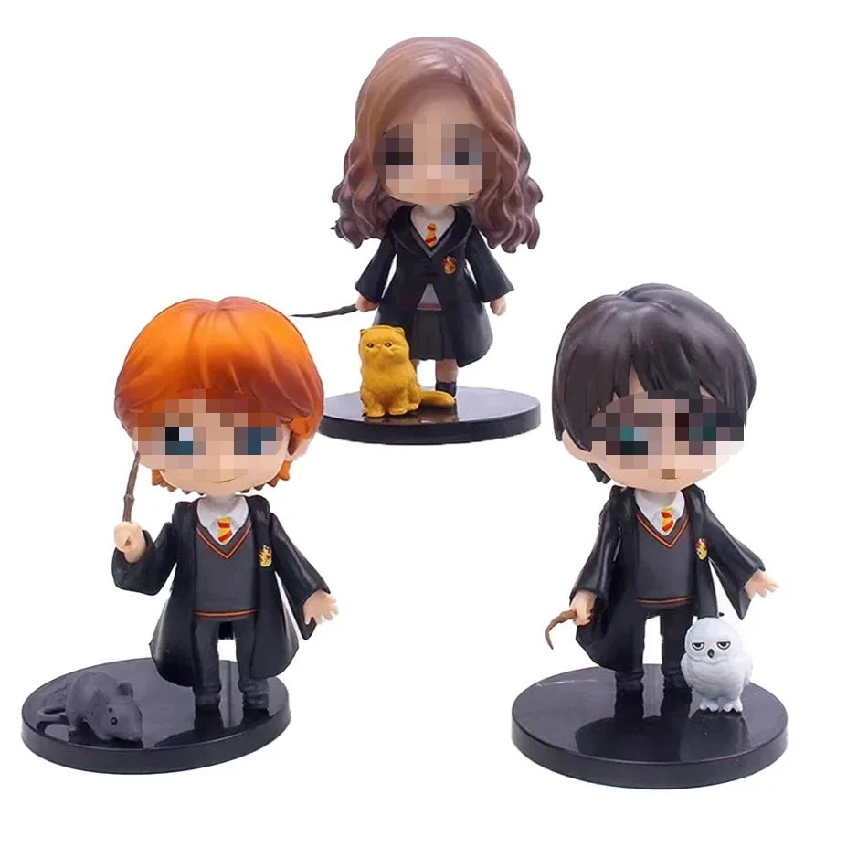 Harrry Q Style 7-9cm PVC Vinyl Figures Set - 3pcs/10pcs including Hermione Ron Hedwig Collectible Car Model Dolls for Cake