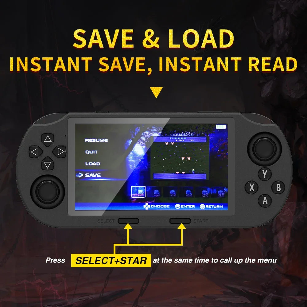 Tragbare Handheld-Spielekonsole SF3000, 4,5-Zoll-IPS-Bildschirm, Retro-Videospiel-Player, integrierte 20.000+ Spiele für PS1/GBA/SFC/MAME 