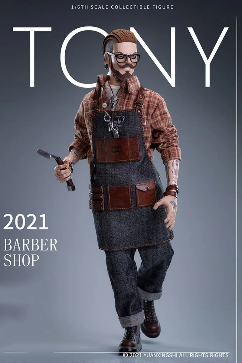 Original  Jc-001 1/6 Men Soldier Tony Vintage Oil Head Barber Tattoo Body Full Set 12" Action Figure Model Best Collection Gift