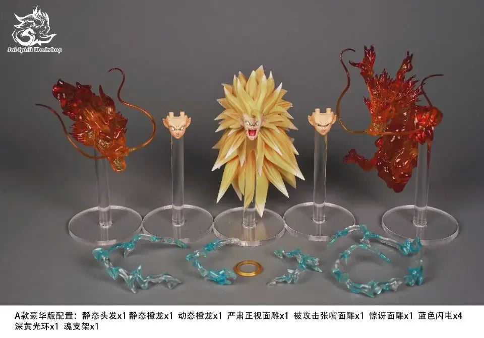 Spot  SSW Scout Workshop Dragon Ball SHF Super Saiyan SSJ3 Head Sculpture Special Effects Dragon Fist Statue Collection Gift