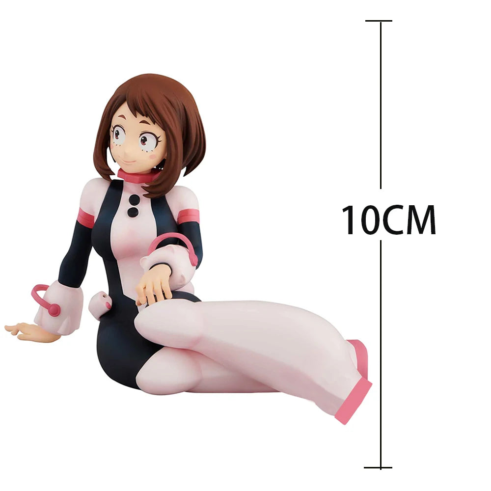 Anime MHA Hero Academia Figur Ochaco Sitzende Pose Actionfigur Uraraka Ochako PVC Sammeln Modell Geschenkpuppe 10cm