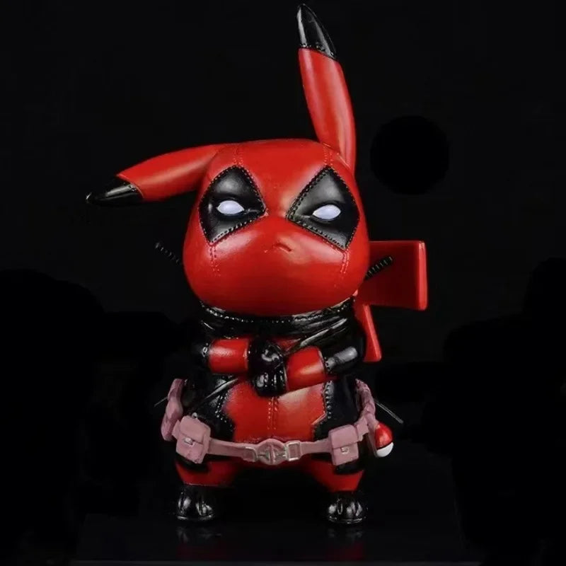 12cm Kawaii Pikachu Cos Deadpool Iron Man Anime Character Q Version of Cartoon Animation Tide Play Figure Desktop Car Decoration