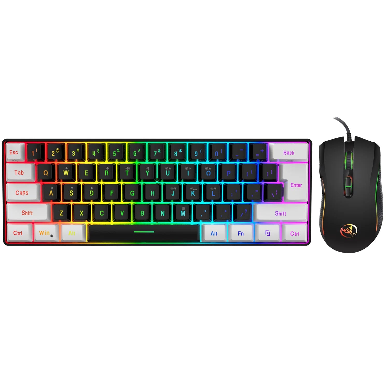 Нова 61-клавиша кабелна бяла черна клавиатура RGB геймърска мишка офис комплект с подсветка клавиатура и мишка за PUBG геймър