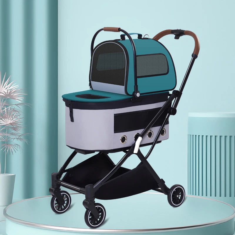 Träger Haustier-Kinderwagen Hund Katze Leichter faltbarer Wagenkorb Rucksack Ein Wagen mit drei Funktionen Käfig Haustier-Reisetrolley