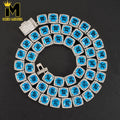 10mm Blue Square Cuban Link Chain Necklaces for Men Women Iced Out Chain Zircon Hip Hop Jewelry Free Shipping
