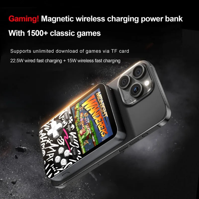 Wireless or Type-c Fast Charging 5000mAh Magnetic Absorption Mini Handheld Game Console with More Than 1500 Games