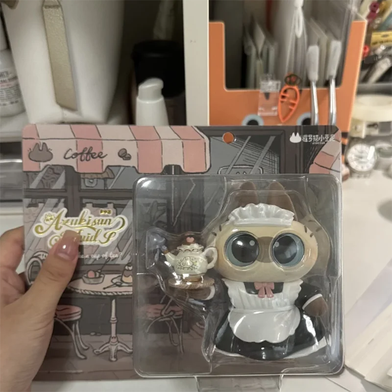 Azukisan Siamese Cat Bean Paste Restaurant Maid Cat Anime Figure Pvc Collection Model Statue Toy Children'S Kawaii Gift