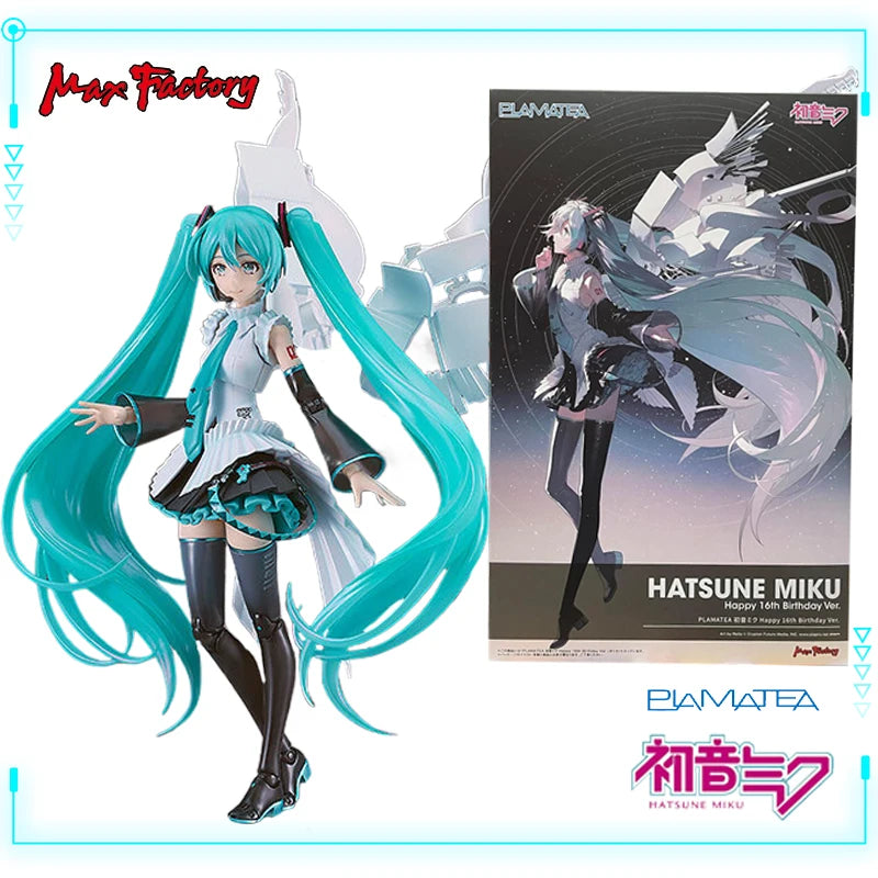 Max Factory Original Genuine Vocaloid Hatsune Miku Plamatea Happy 16th Birthday Ver. 16cm Collections Model Toy Action Figures