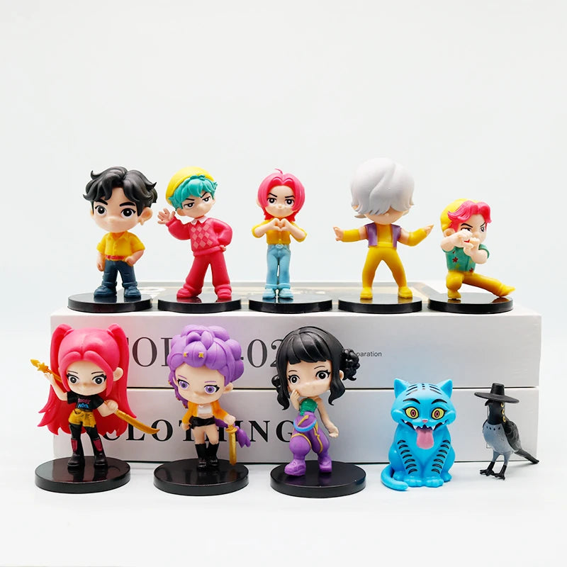 10pcs/Set Q Version Demon Hunters Action Figure PVC Toy Derpys Rumi Mira Zoey Sussy Figurine Doll For Fans Gift Childen Gift