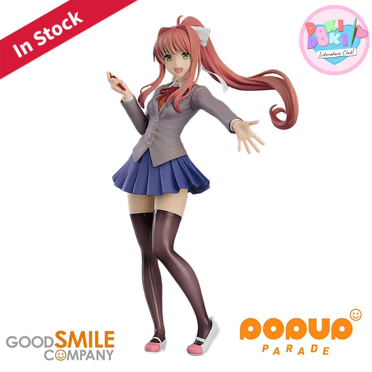 Original Genuine Good Smile Company Prepainted Pop Up Parade Doki Doki Literature Club! Monika H=180mm Game Character Figure
