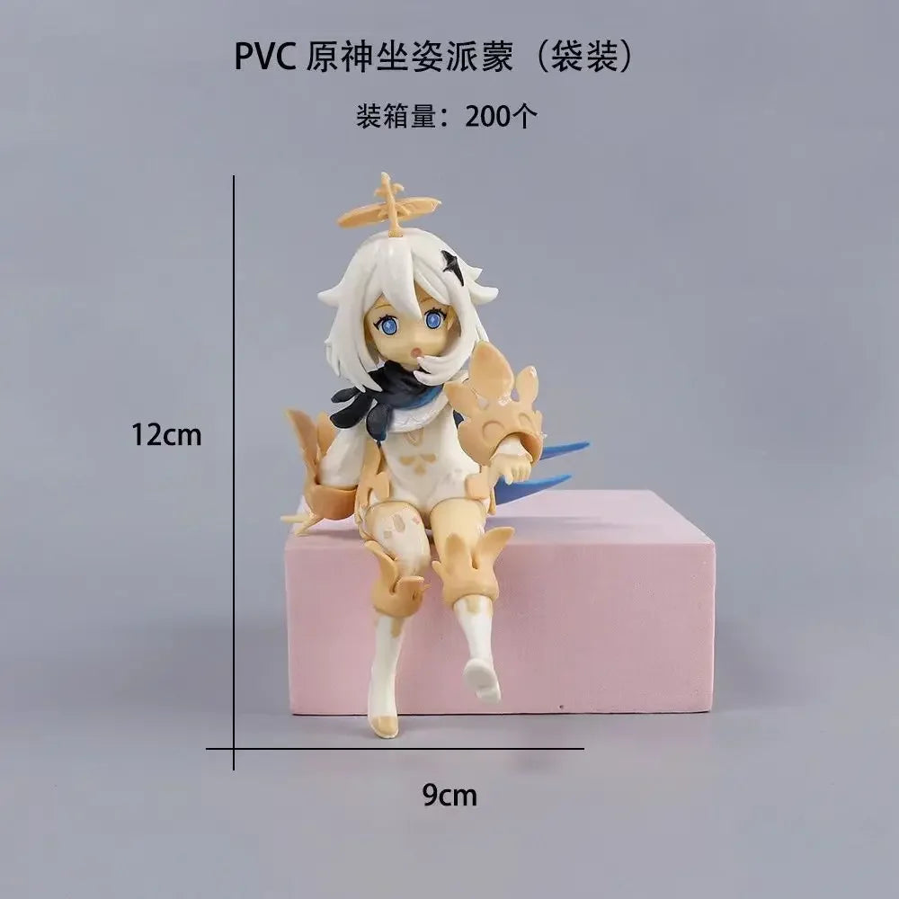 New Hot Game Genshin Impact Anime Figures Paimeng Hand Office Peripheral Q Version Anime Series Pretty Girl Pvc Model Toys Gift